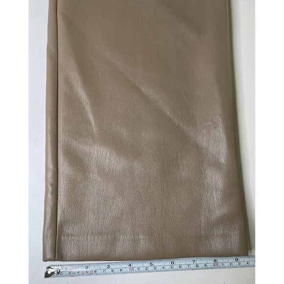 Aritzia Babaton Agency taupe vegan leather straight leg pants size 4 S - Picture 8 of 11